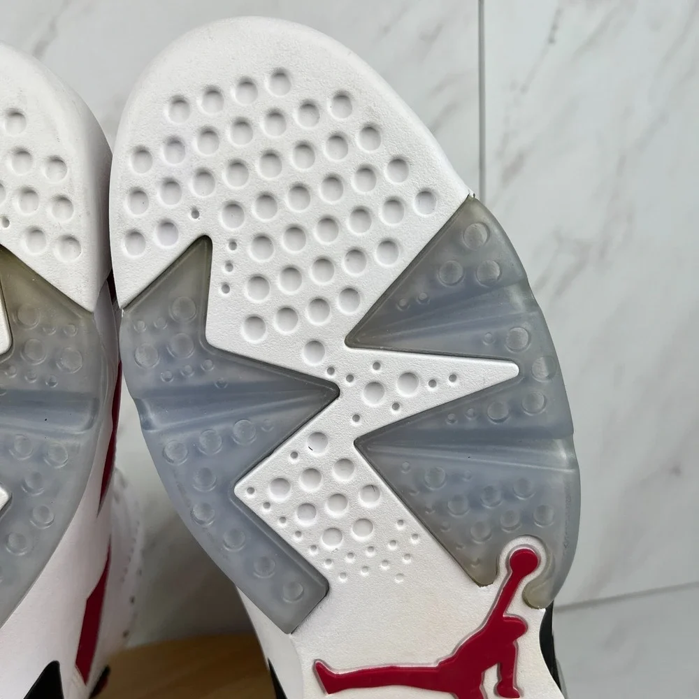 Nike Air Jordan 6 Retro Carmine 2014 Mens Size 12.5 White Red Sneaker 384664-160
